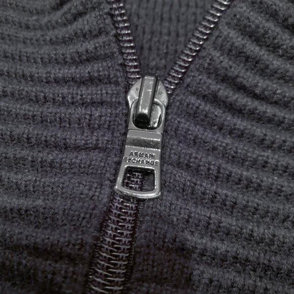 Armani Exchange 1/4 zip Knit Sweater 100% Cotton Men's Large Black Quarterzip - Picture 8 of 11